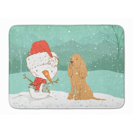 Carolines Treasures Tan Spaniel Snowman Christmas Machine Washable Memory Foam Mat CK2071RUG